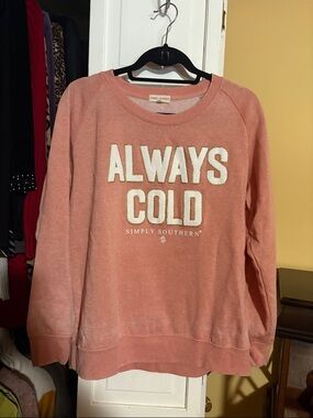 Simply Southern Coral Pink 'ALWAYS COLD' Crewneck Sweatshirt